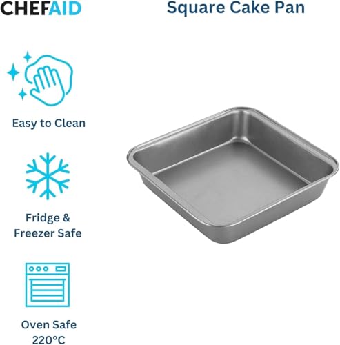 Chef Aid Kuchenform Antihaft quadratisch 23x 22cm aus Karbonstahl – robuste Backform für Kuchen, Brownies, Lasagne und Aufläufe, BPA-, PFOA- und PTFE-frei – Bild 5