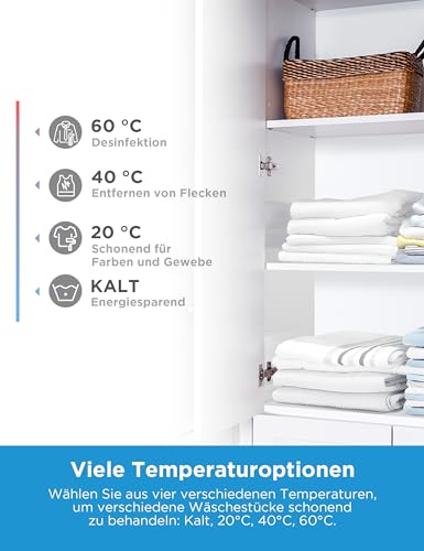 Midea MF10EW70B Waschmaschine / 7kg / 1400 U/Min/EEK A/Inverter Quattro Motor/Dampffunktion/Grosse Trommel/Nachlegefunktion/Kindersicherung/AquaStop, Weiß – Bild 5