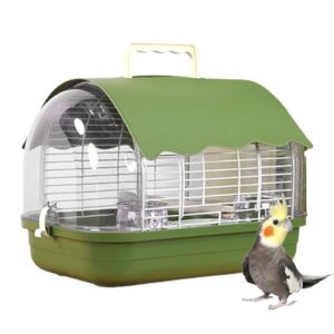 Travel Cage for Birds – Carrier with Handle for Easy Transport | Full View Cockatiel Cage, Balcony Indoor Accessory, Outdoor Park Prop, Lovebird Finch Holder, Home Pet Organizer for Daily Use