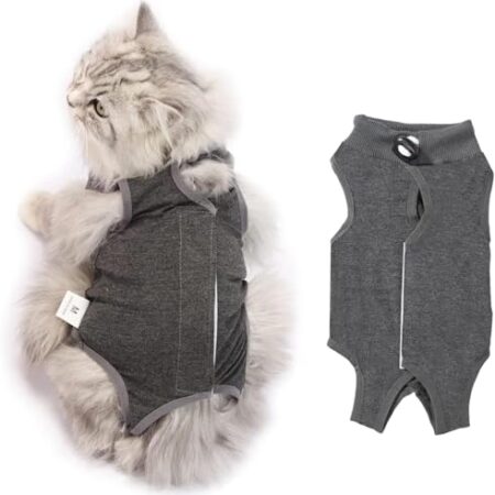 Katze Chirurgie Erholungsanzug, Katzenbody Nach Op, Kastration Haustier-medizinisches chirurgisches Hemd Operationsgenesungsanzüge, Cat Onesie für Anti Lecken, Verstellbare Größen