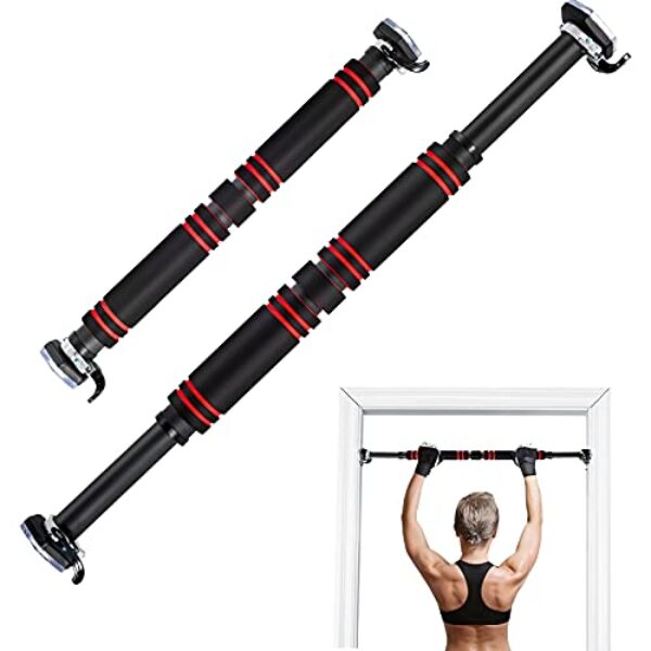 GOPLUS Klimmzugstange für Türrahmen ohne Schrauben, 65-100 cm verstellbare Trainingsstange mit Schlösser, Trainingsgerät mit Tragkraft bis zu 120 kg, Pull Up Bar für Sport & Fitness, Schwarz