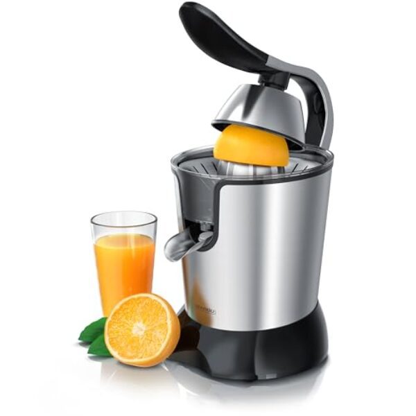 Arendo – elektrische Saftpresse 800 Watt – Edelstahl Zitruspresse Orangenpresse Entsafter – Hochleistungsmotor – sehr hohe Ergiebigkeit – Edelstahlkegel – BPA frei – Spülmaschinen-geeignet