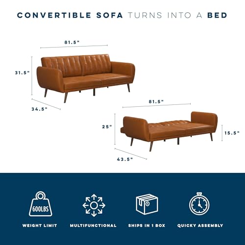 Novogratz Brittany Schlafsofa, Kunstleder Kamelbraun – Bild 4