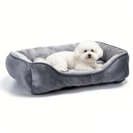 Nobleza – Waschbare Hundebett, Super Weiches Nest Hundesofa mit Erhöhtem Rand & Rutschfester Unterseite für Mittel/Große Hunde, 67×57 cm (Grau) – M