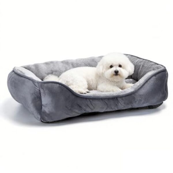 Nobleza – Waschbare Hundebett, Super Weiches Nest Hundesofa mit Erhöhtem Rand & Rutschfester Unterseite für Mittel/Große Hunde, 67×57 cm (Grau) – M