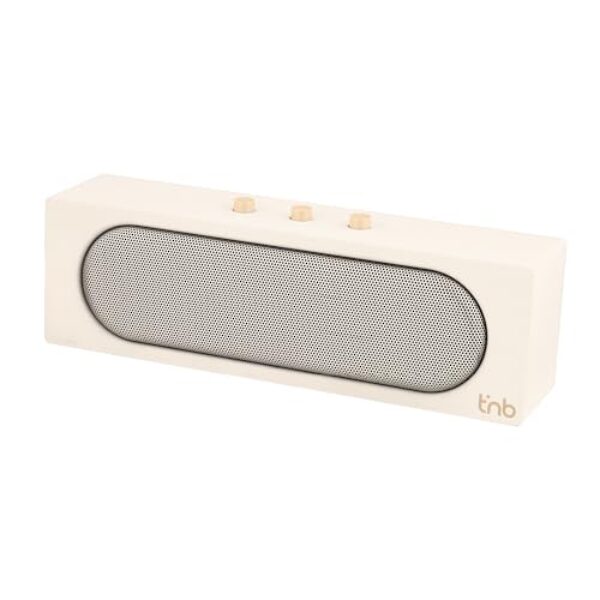 T’nB – Bluetooth-Lautsprecher Rainbow Barre, Bluetooth 5.4, 10 W RMS, 8 Std. Akkulaufzeit, TWS-Stereo, Micro-SD, 3,5-mm-Klinke, FM-Radio, Kompaktformat 24 × 7 cm, 1200-mAh-Akku – Elfenbeinweiß