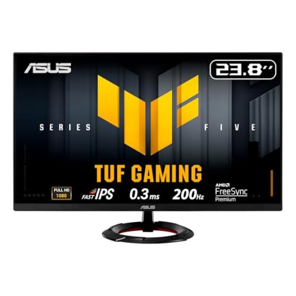 ASUS TUF Gaming VG249Q5R 24 Zoll Full HD Monitor (200 Hz, 0.3ms GtG, FreeSync Premium, Adaptive Sync, ELMB, GameFast Input, HDR10, Fast-IPS Panel, 16:9, 1920×1080, DisplayPort, HDMI, Speaker)
