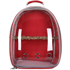 Pet Parrot Carrier Bird Travel Bag Rucksack Space Capsule Transparenter Rucksack Atmungsaktiver Papagei Zum Wandern (Rot)