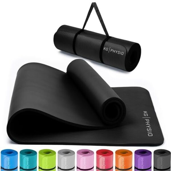 KG PHYSIO Yogamatte Rutschfest & Gepolstert – Yoga Matte mit Tragegurt, Fitnessmatte, Sportmatte Dicke 8mm, Gymnastikmatte, Gym Matte, Pilates Matte, Fitness Matte, 183x60cm