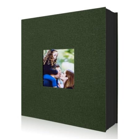 Lanpn Fotoalbum 10x15 400 Taschen, Leinen Einstecken Einsteckalbum für Hochformat Fotos Bilder (Grün) - Produktbild