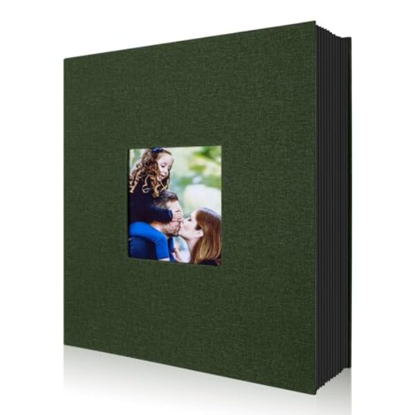 Lanpn Fotoalbum 10×15 400 Taschen, Leinen Einstecken Einsteckalbum für Hochformat Fotos Bilder (Grün)