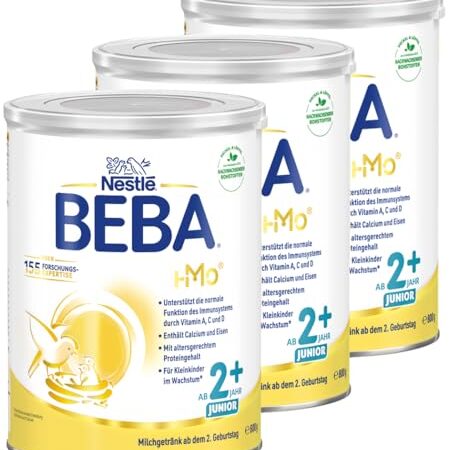 BEBA Junior 2+ Milchgetränk ab dem 2. Geburtstag, Mit HMO, Altersgerecht angepasster Proteingehalt, Nur Laktose, Ohne Palmöl, Ohne Fischöl, Kleinkindnahrung, Baby-Milchpulver, 3...