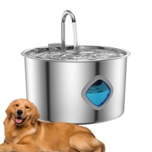 Cat Water Fountain, 3.2L Drinking Dispenser, Stainless Steel Bowl, Automatic Sturdy Design, Easy Clean Refillable, Ideal for Indoor Large Medium Small Dog Kitten Feeding Watering, 8.27×7.87 inches