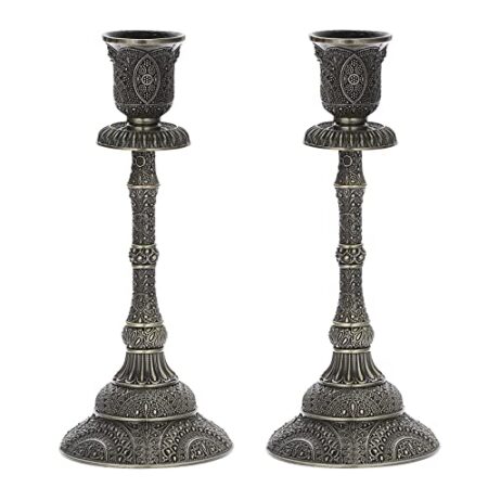 BSTKEY Set mit 2 Metall-Kerzenhalter, Votivkerzenständern, dekorativer Kerzenhalter, Kerzenhalter, Tischdekoration, Höhe 19 cm (Antik-Bronze)