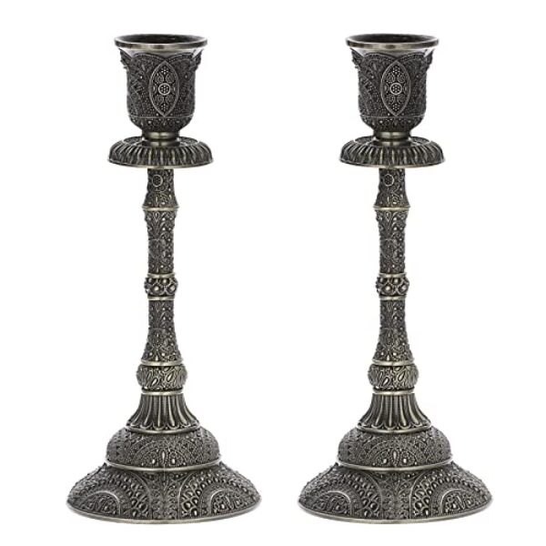 BSTKEY Set mit 2 Metall-Kerzenhalter, Votivkerzenständern, dekorativer Kerzenhalter, Kerzenhalter, Tischdekoration, Höhe 19 cm (Antik-Bronze)