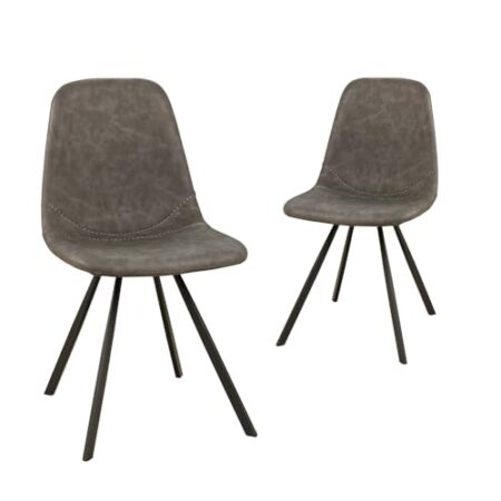 AVISSIMO Avella Esszimmerstuhl, Industrial-Design, Kunstleder, Baseballnaht, Metallgestell, modern, für Esszimmer & Wohnzimmer, grau (2er Set) - Produktbild