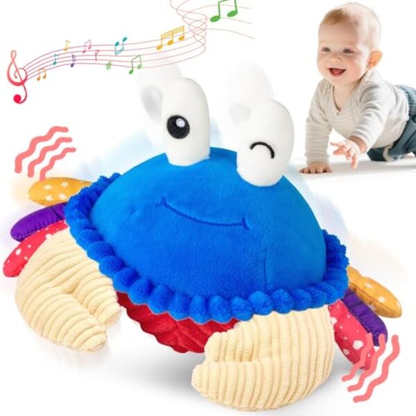 SAIMAND Krabbe Baby Spielzeug 6 7 8 9 10 12 Monate, Musikalische Krabbelspielzeug, Crawling Crab Tummy Time Toy, Babyspielzeug ab 1 2 Jahr Mädchen Jungen, Geschenk für Neugeborenes Jungen & Mädchen