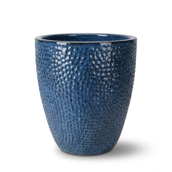 Provencelia CIGALINE Keramik-Pflanztopf Antikblau, Größe: L – Durchmesser: 36 cm x Höhe: 40 cm, wetterfest, mediterran, handgemachter Übertopf für Innen Außen Garten Balkon