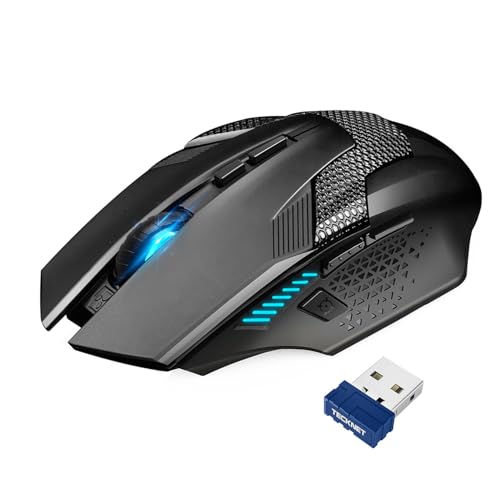 TECKNET Kabellose Gaming Maus, 2,4 GHz Wireless Mouse Gaming mit Schnellfeuertaste, 8 Tasten, 4800 DPI, 20 Millionen Klicks, Ergonomische Optische Maus für PC/Mac/Laptop