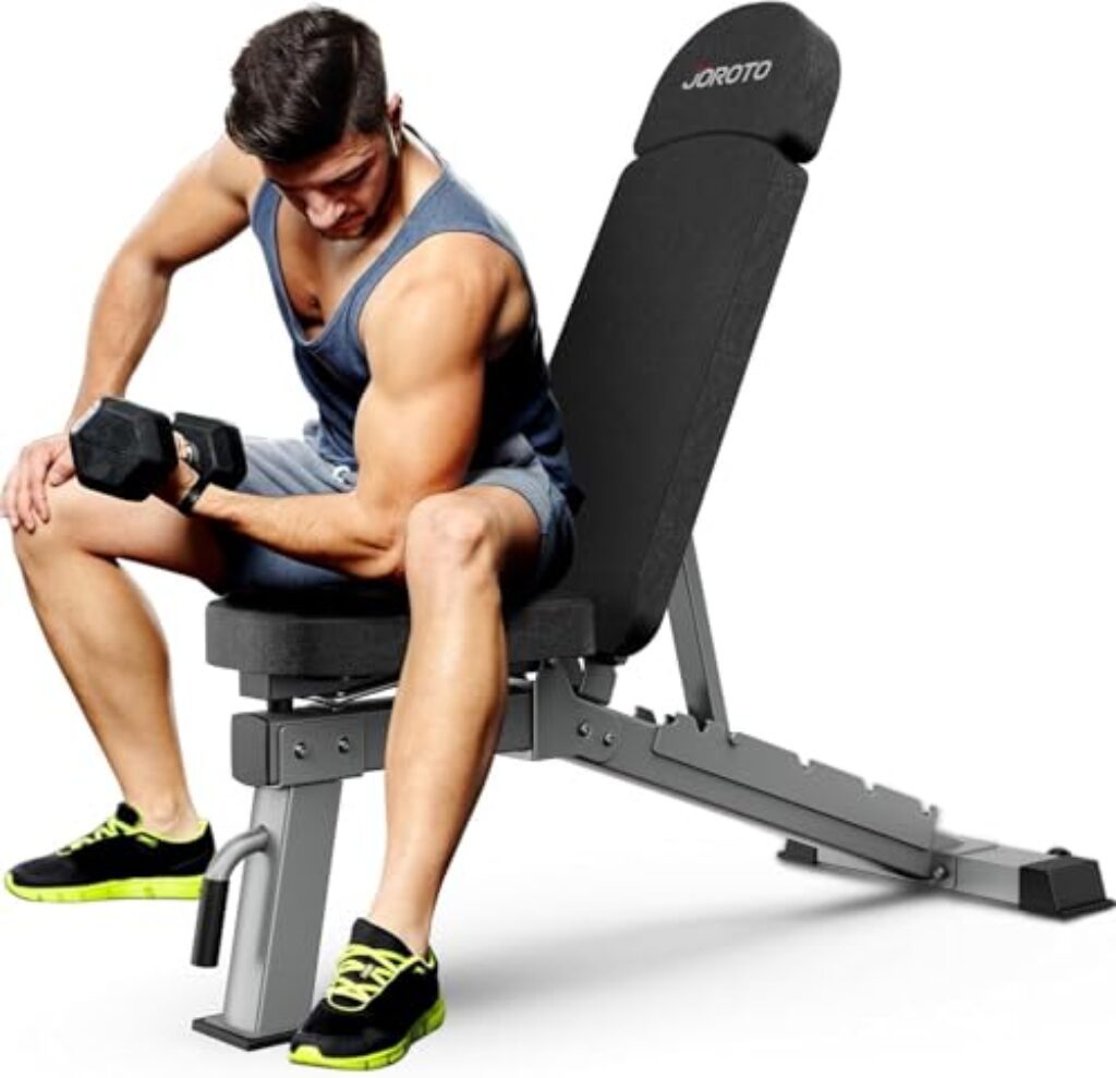 JOROTO Premium Hantelbank | Praktische Fitnessbank, geeignet als Schrägbank & Flachbank Bankdrücken Bank für Ganzkörpertraining | MD80, Folding Flach Einstellbar Bauch