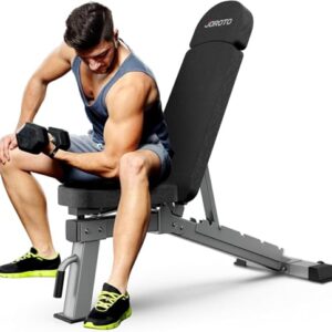 JOROTO Premium Hantelbank | Praktische Fitnessbank, geeignet als Schrägbank & Flachbank Bankdrücken Bank für Ganzkörpertraining | MD80, Folding Flach Einstellbar Bauch
