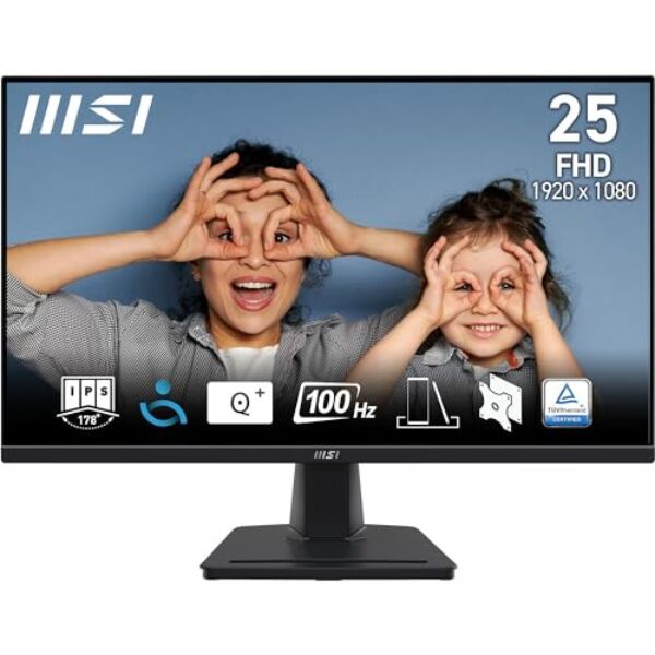 MSI PRO MP252 24.5 Inch Full HD Office Monitor – 1920 x 1080 IPS Panel, 100 Hz, Eye-Friendly Screen, Built-in Speakers, Tilt-Adjustable – HDMI 1.4b, D-Sub (VGA)