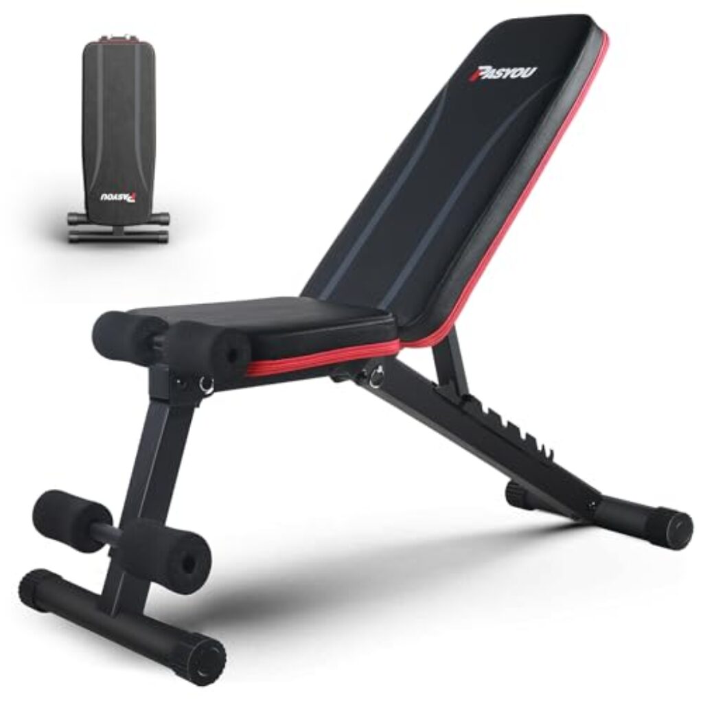 PASYOU Hantelbank Klappbar Verstellbar, Multifunktions Trainingsbank Schrägbank für Ganzkörper-workout,8 in 1 Fitnessbank für zu Hause oder im Fitnessstudio, 230kg Gewichtskapazität PA300