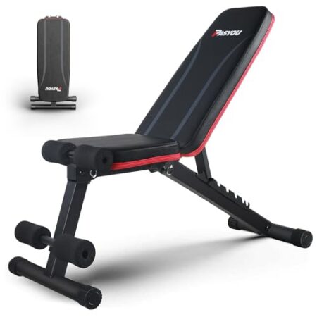 PASYOU Hantelbank Klappbar Verstellbar, Multifunktions Trainingsbank Schrägbank für Ganzkörper-workout,8 in 1 Fitnessbank für zu Hause oder im Fitnessstudio, 230kg Gewichtskapazität PA300
