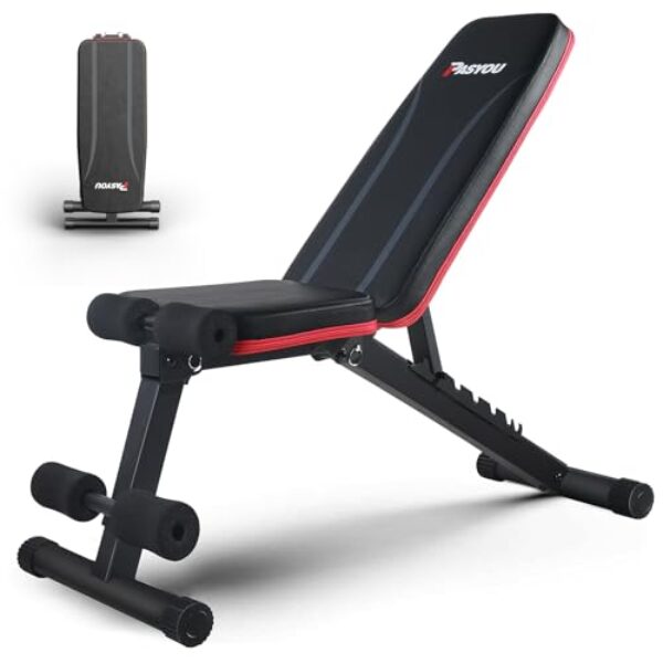 PASYOU Hantelbank Klappbar Verstellbar, Multifunktions Trainingsbank Schrägbank für Ganzkörper-workout,8 in 1 Fitnessbank für zu Hause oder im Fitnessstudio, 230kg Gewichtskapazität PA300