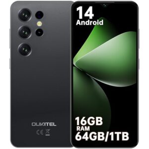 OUKITEL C2 Handy Ohne Vertrag – Android 14 Smartphone Ohne Vertrag 16GB RAM+64GB ROM/1TB Erweiterbar, 6.52″ HD+ Handy Günstig 5000mAh Akku, 13MP+5MP Kamera, Dual SIM/GPS/OTG/3.5mm Jack,Schwarz
