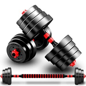 Hanteln-Verstellbar-Set, Kurzhanteln Schwarz 2er Set, Gewichte Hantel Kraftraining kann als Langhantel Verwendet Werden, für Männer und Frauen, 2 in 1 Kurzhantel Fitness Handgewichte, 10/15KG