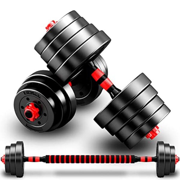 Hanteln-Verstellbar-Set, Kurzhanteln Schwarz 2er Set, Gewichte Hantel Kraftraining kann als Langhantel Verwendet Werden, für Männer und Frauen, 2 in 1 Kurzhantel Fitness Handgewichte, 10/15KG
