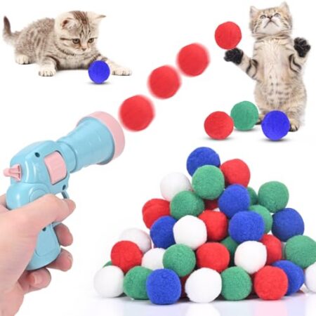 LUXECOVE Katzenspielzeug, Launcher-Set mit 50 Bällen, interaktives katzenspielzeug, interaktives Spielzeug für Katzen und Hunde, leise und sicher
