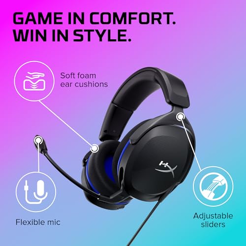 HyperX Cloud Stinger 2 Core Gaming-Headset für PlayStation, Over-Ear, 40mm-Treiber, Geräuschunterdrückendes Mikrofon, 3,5-mm-Klinke, Leichtes, Komfortables und Robustes Headset, Schwarz – Bild 5