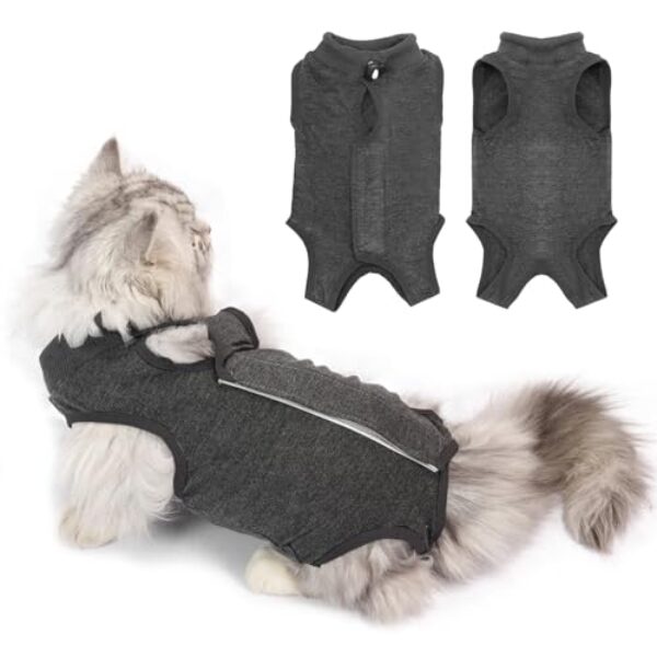 Katzenbody Nach OP für Katzen Kastration, Erholungsanzug Katze Body, Alternative zur Halskrause, Weiche Atmungsaktive Katzenbekleidung für Hautkrankheiten und Wunden