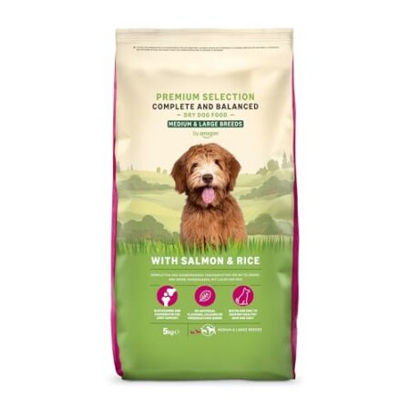 by Amazon Komplett Trockenfutter für ausgewachsene (Adult) Hunde, Lachs und Reis, 5 kg (1er Pack)(Zuvor eine Marke von Lifelong, gleiches Produkt) - Produktbild