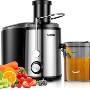 GDOR 800W Entsafter Gemüse und Obst Entsafter aus Edelstahl 76mm Großem Mund Juicer Machine 3 Geschwindigkeitsstufen Juicer Schnelles Entsaften Zentrifugaler Leicht zu Reinigen mit Bürste BPA-frei
