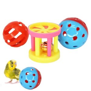 BommFu Vogelspielzeug Für Papageien | Kauspielzeugbälle Für Sittiche | Kaukugeln Wellensittich Spielzeug Mit Glocke Mit Kleinen Löchern – Für Haustiere, Papageien, Wellensittiche, Conures