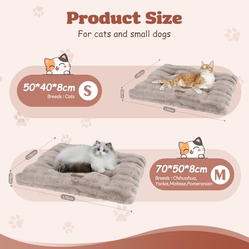Nobleza Katzenbett Flauschig und Weich, Verdickte Katzendecke für Katzen Waschbar Rutschfestes, Hundebett für Kleine Hunde und Katzen, 50 x 40 x 8 cm, Braun – Bild 3