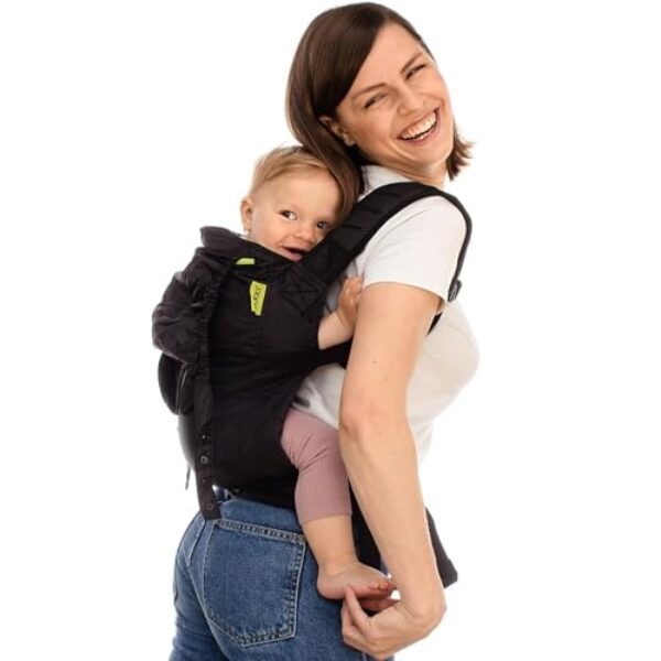 Boba Air Federleichte Babytrage und Kindertrage – Baby Trage ab 3 Monaten (7-20kg) – Kindertragerucksack und Baby Tragetasche mit 2 Tragepositionen (Bauch/Rücken) – Schwarz
