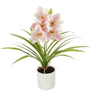 Künstliche Orchidee 40cm im Topf Kunstorchidee Blume Kunstblumen Kunst Orchidee Kunstorchidee Phalaenopsis Kunstpflanze wie echt Hochzeit Deko Seidenblume Real Touch Blüte Tischgesteck, rosa