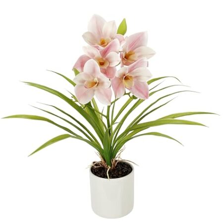 Künstliche Orchidee 40cm im Topf Kunstorchidee Blume Kunstblumen Kunst Orchidee Kunstorchidee Phalaenopsis Kunstpflanze wie echt Hochzeit Deko Seidenblume Real Touch Blüte Tischgesteck, rosa