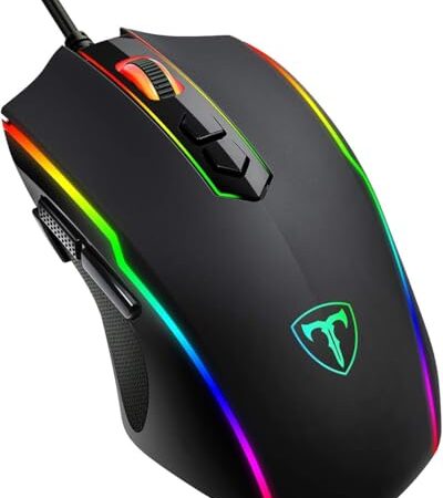 RGB Gaming Maus,Vollion Gamer Maus mit 8 Programmierbare Tasten 7200DPI/RGB-Beleuchtung/Anpassbare Spielprofile,USB-Wired mit ergonomisches Design für MMO, MOBA oder FPS Games für PC/Mac