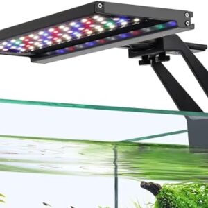 hygger Clip On Vollspektrum Aquarium LED Beleuchtung,14W Aquarium Beleuchtung Tag-Nacht Dual Timer, Sunrise-Day-Sunset-Moon Aquarium Licht, Einstellbare Timer mit 9 Farben für Bepflanzte Aquarien