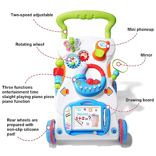 Aolso Lauflernwagen, Baby Spiel und Laufwagen mit regulierbarer Geschwindigkeit, Baby Walker Gehhilfe Abnehmbarem Spielboard, Lauflernwagen – Bild 5