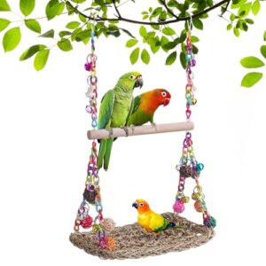 Vogelspielzeug für Wellensittiche, Nymphensittich Spielzeug mit Glocke Wellensittich Spielzeug Vogelkäfig Zubehör Schaukel Vogel Hängende Hängematte Spielplatz für Finken Sittiche