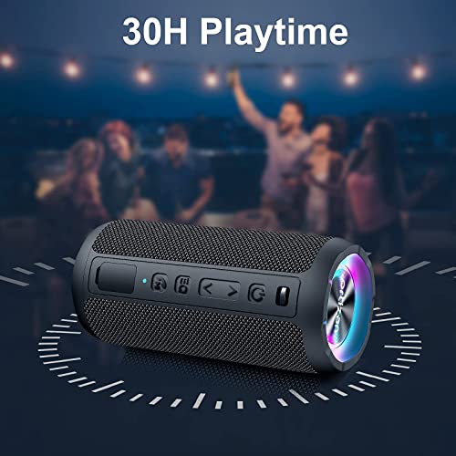 Ortizan Bluetooth Lautsprecher mit Licht, Musikbox Tragbarer Bluetooth Box mit IPX7 wasserdicht, Dualen Bass-Treibern, 30h Akku, Freisprechfunktion für Phone, Draußen, Beidhändig Schwarz – Bild 6