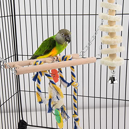 onebarleycorn Wellensittich Spielzeug, Papageienspielzeug Vogelspielzeug Papagei Spielzeug nymphensittich Vogel schaukel kanarienvogel Holzspielzeug Holz (7 Stück) – Bild 6