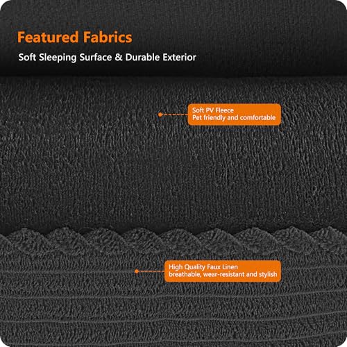 HMTOPE Hundebett, Hundesofa, Hundematte aus Cord, S/M/L, rutschfest, Abnehmbar und Waschbar, Weich und Atmungsaktiv, Dunkelgrau, 90 x 75 x 25 cm – Bild 5