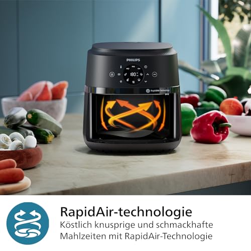 Philips Airfryer 2000 Series Heißluftfritteuse, 4,2L, Digitaler Touchscreen, 13 Garoptionen, 9 voreingestellte Funktionen, 90% weniger Fett mit RapidAir Technologie, 1500W Leistung, Schwarz (NA229/00) – Bild 5